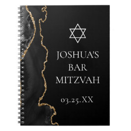 Chic Zwart Gouden Agaat Bar Mitzvah Custom Notitieboek