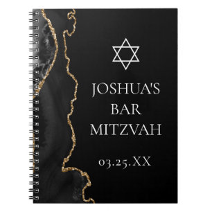 Chic Zwart Gouden Agaat Bar Mitzvah Custom Notitieboek