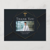 Chic Zwart Gouden Medische Faculteit Foto Afstudee Briefkaart (Voorkant)