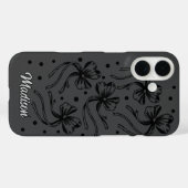 Chic Zwart Grijs Coquette Strik Monogram Case-Mate iPhone Case (Achterkant (horizontaal))