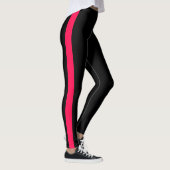 Chic zwart, helder, roze zijpaneel leggings (Rechts)