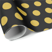 Chic Zwart Inpakpapier met Metallic Gold Dot (Rol Hoek)