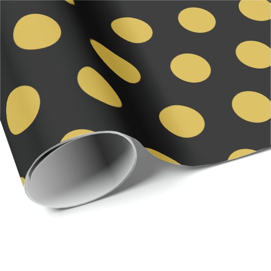 Chic Zwart Inpakpapier met Metallic Gold Dot (Rol Hoek)