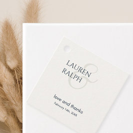 Chic Zwart & Ivoor Paar Monogram Dank u Bedankjes Labels