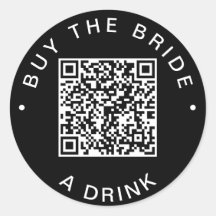 Chic Zwart Koop De Bruid Een Drink QR Code Sticker