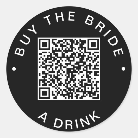 Chic Zwart Koop De Bruid Een Drink QR Code Sticker (Voorkant)