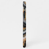 Chic Zwart Koraal Roze Wit Goud Marmeren Patroon iPhone Hoesje (Linkerkant)