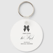 Chic Zwart Lint Bruidsfeest Uitnodiging Sleutelhanger (Achterkant)