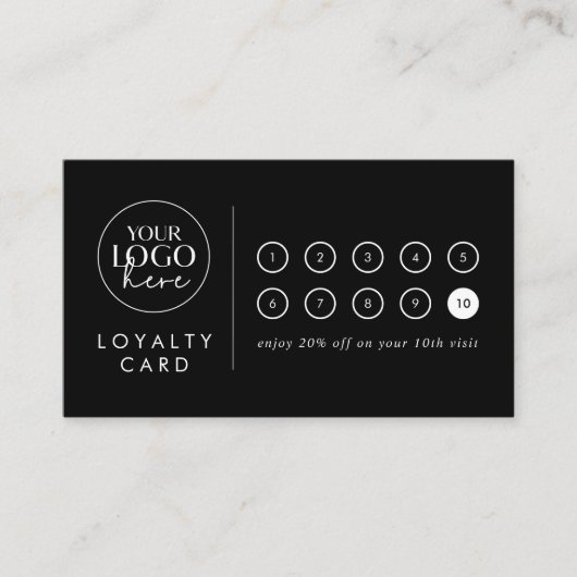 Chic Zwart Logo Business Reward 10 Punch Klantenkaartje (Voorkant)