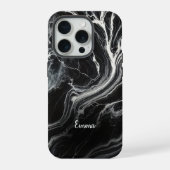 Chic Zwart Marmer Gepersonaliseerde iPhone Case Hoesje (Achterkant)