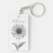 Chic Zwart Marmer & Goud Daisy Custom Sleutelhanger (achterkant)