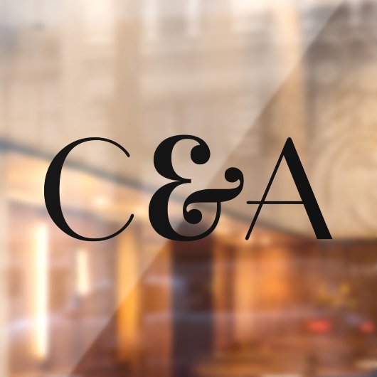 Chic Zwart Monogram Ampersand Art Deco Huwelijk Raamsticker (Vel 2)