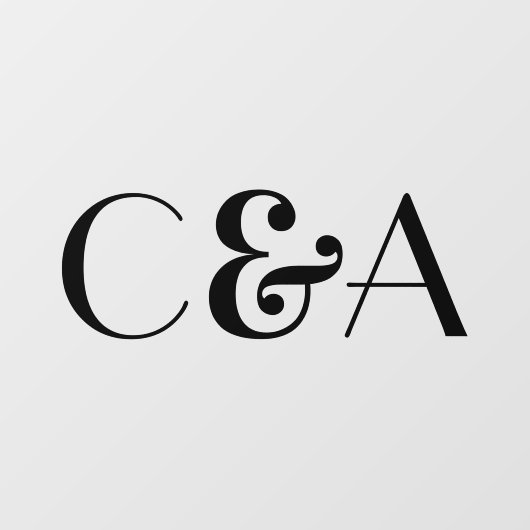 Chic Zwart Monogram Ampersand Art Deco Huwelijk Raamsticker (Vel)