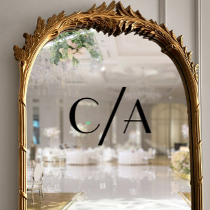 Chic Zwart Monogram Art Deco Lettering Wedding Raamsticker