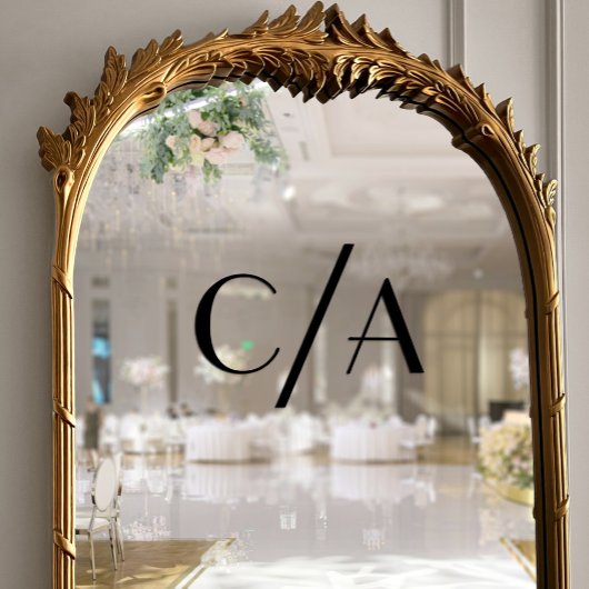 Chic Zwart Monogram Art Deco Lettering Wedding Raamsticker