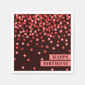 Chic Zwart Rode Confetti Happy Birthday Servetten (Voorkant)