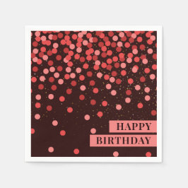 Chic Zwart Rode Confetti Happy Birthday Servetten