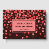 Chic Zwart Rood Confetti Gastboek Gastenboek (Voorkant)
