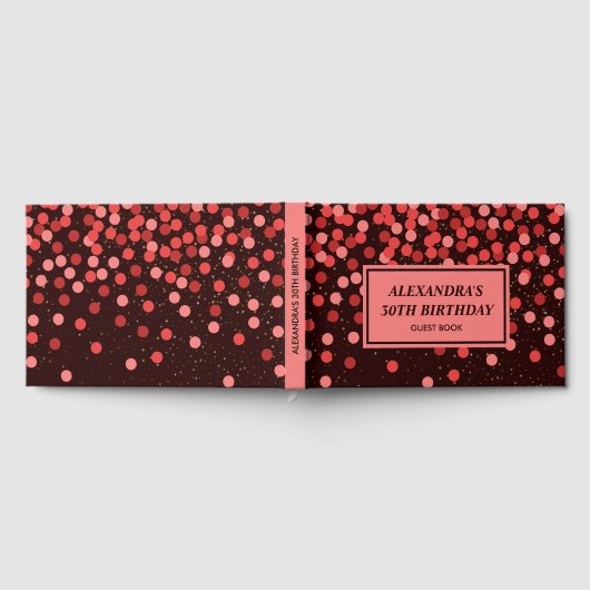 Chic Zwart Rood Confetti Gastboek Gastenboek (Volledig)