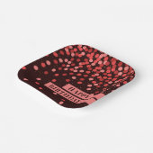 Chic Zwart Rood Confetti Happy Birthday Papieren Bordje (Gebogen)