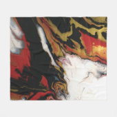 Chic Zwart Rood Goud Abstract Fleece Deken (Med.) (Voorkant (Horizontaal))