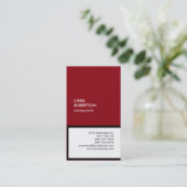 Chic zwart rood wit verticaal uniek visitekaartje (Staand voorkant)