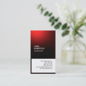 Chic zwart rood wit verticaal uniek visitekaartje (Staand voorkant)