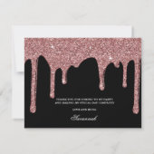 Chic Zwart Roos Goud Druppelende Glitter Bedankt (Achterkant)