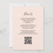 Chic Zwart Roos Gouden Agaat Blush QR Code Wedding Kaart (Achterkant)