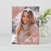Chic Zwart Roos Gouden Glitter Border Foto Sweet 1 Kaart (Staand voorkant)