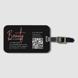 Chic Zwart Roze Beauty Professionele QR-code  Bagagelabel
