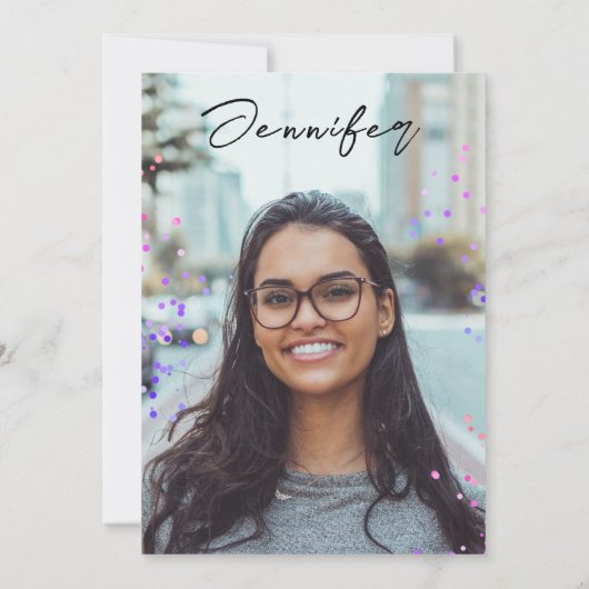 Chic Zwart Roze High School Afstuderen Invitation Aankondiging (Achterkant)