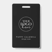 Chic Zwart Typografie Logo QR Code Personeels-ID Badge (Voorzijde)