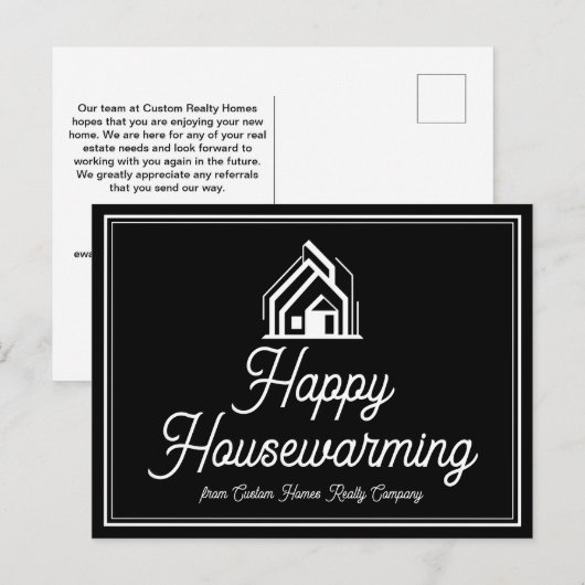 Chic Zwart Vastgoedbedrijf Aangepaste Makelaar Briefkaart (Voorkant / Achterkant)