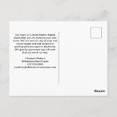 Chic Zwart Vastgoedbedrijf Aangepaste Makelaar Briefkaart (Achterkant)