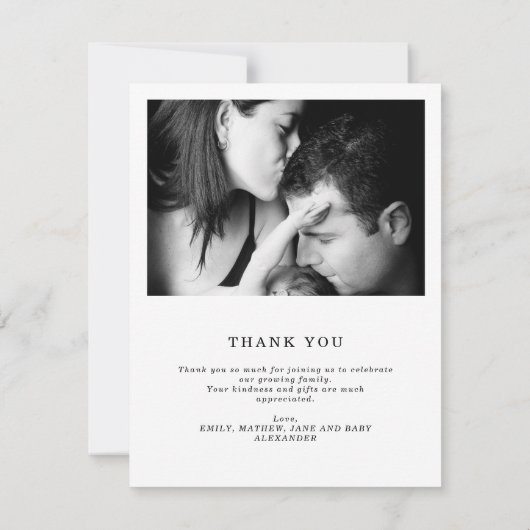 Chic Zwart & Wit 5 Foto Baby shower Dank u (Achterkant)