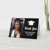 Chic Zwart Wit Afstuderen Foto Afstuderen Gevouwen Bedankkaart (Voorkant)