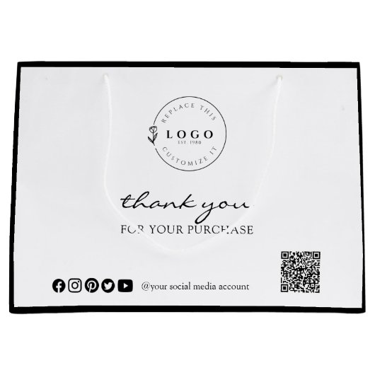 Chic Zwart & Wit Bedankt voor uw aankoop Groot Cadeauzakje (Voorkant)