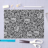 Chic zwart-wit  bloemmotief tissuepapier (Craft)