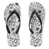 Chic Zwart Wit Bloempatroon Teenslippers (Voetbed)