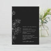 Chic Zwart & Wit Bloesem Bloemen Huwelijk Kaart (Staand voorkant)
