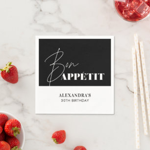Chic Zwart Wit Bon Appétit Verjaardag Servet