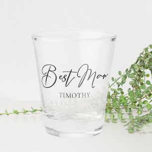 Chic Zwart Wit Bruiloft Modern Persoonlijke Bruids Shot Glas