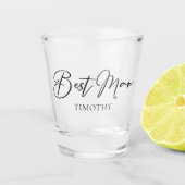 Chic Zwart Wit Bruiloft Modern Persoonlijke Bruids Shot Glas (Voorkant)