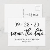 Chic zwart-wit bruiloft Resave de datum Briefkaart (Voorkant / Achterkant)
