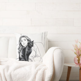 Chic Zwart-wit Cat Lover Accent Kussen voor S
