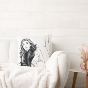 Chic Zwart-wit Cat Lover Accent Kussen voor S