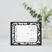 Chic Zwart-wit Damask RSVP Briefkaart (Staand voorkant)
