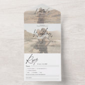 Chic zwart wit elegant script 2 foto's bruiloft all in one uitnodiging (Binnen)