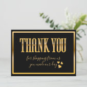 Chic zwart-wit en helder goud bedankkaart (Staand voorkant)